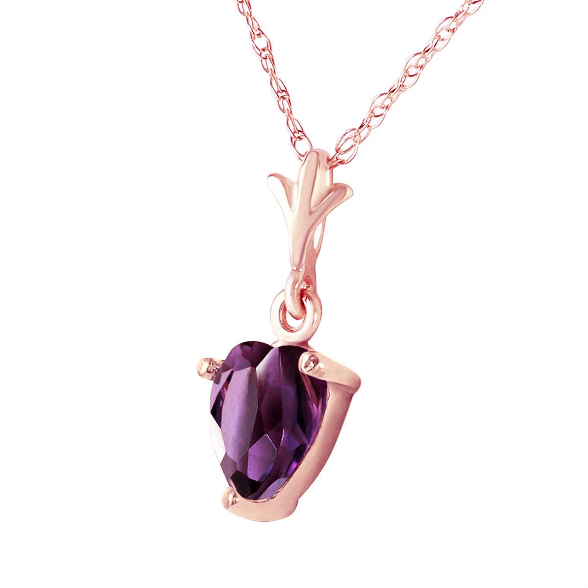 1.15 Carat 14K Solid Rose Gold Necklace Natural Purple Amethyst
