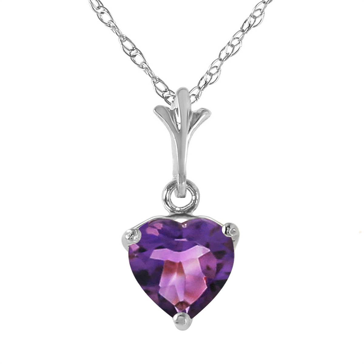 1.15 Carat 14K Solid White Gold Necklace Natural Purple Amethyst