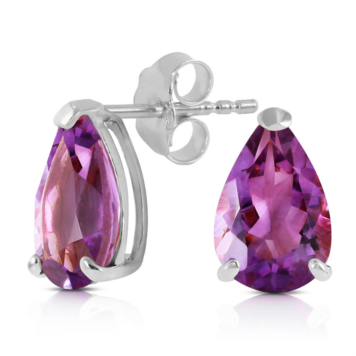 3.15 Carat 14K Solid White Gold Stud Earrings Natural Amethyst