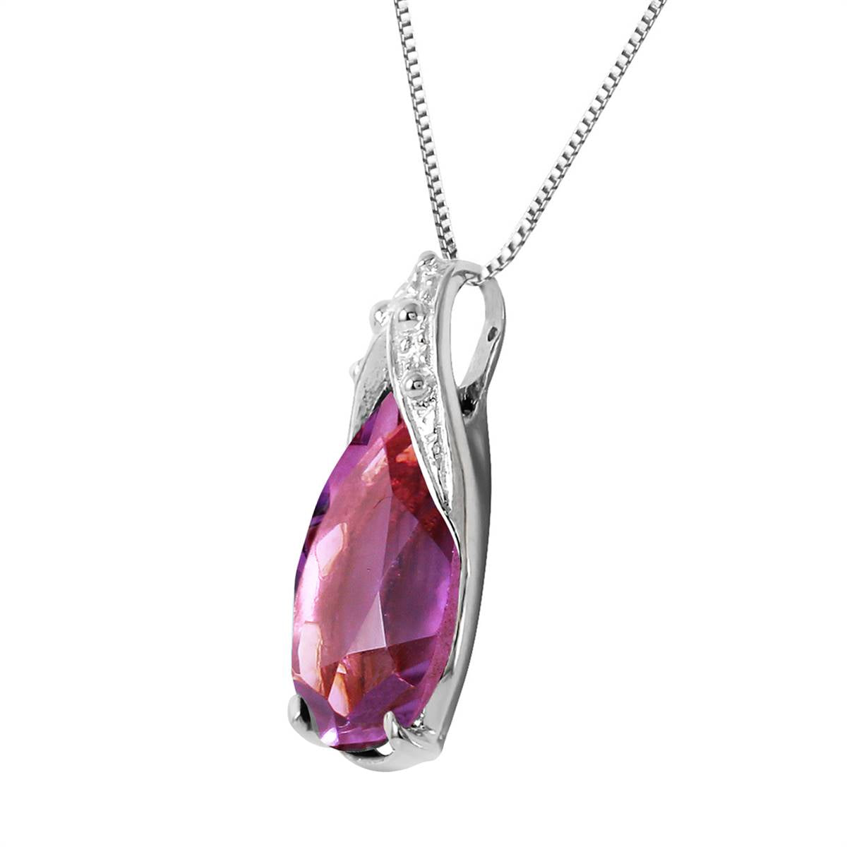 5 Carat 14K Solid White Gold Evening Wind Amethyst Necklace