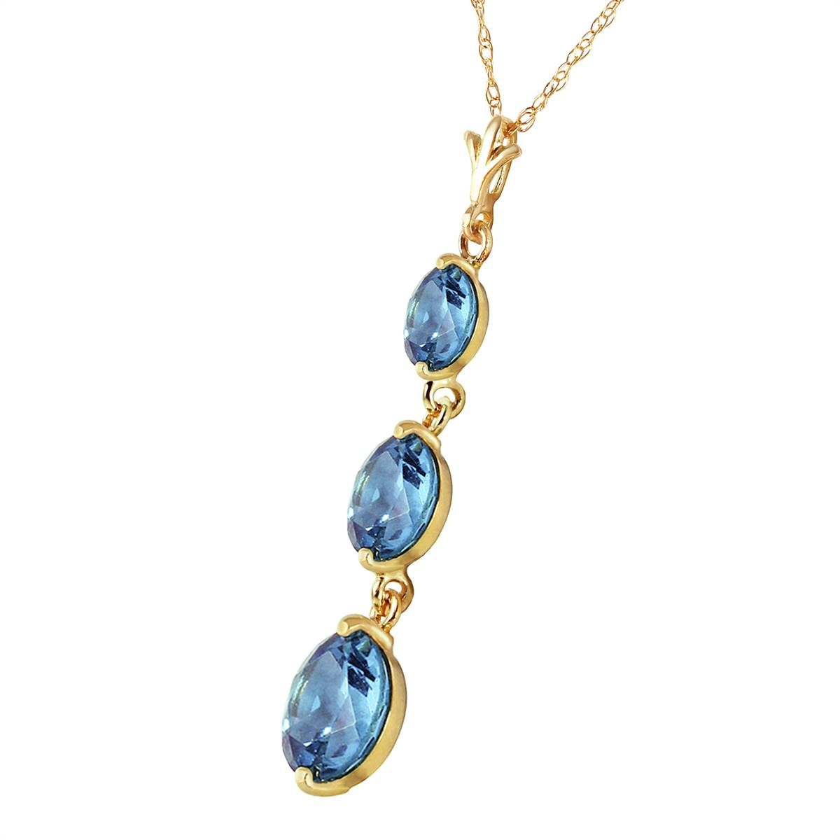 3.6 Carat 14K Solid Yellow Gold Bluejay Blue Topaz Necklace