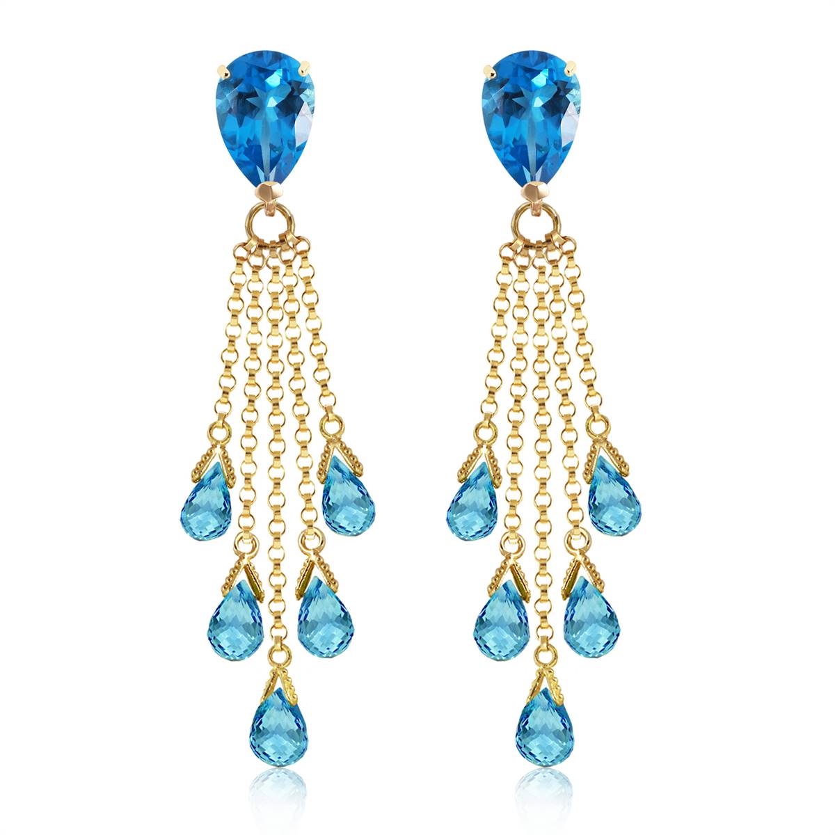 15.5 Carat 14K Solid Yellow Gold Playful Blue Topaz Earrings