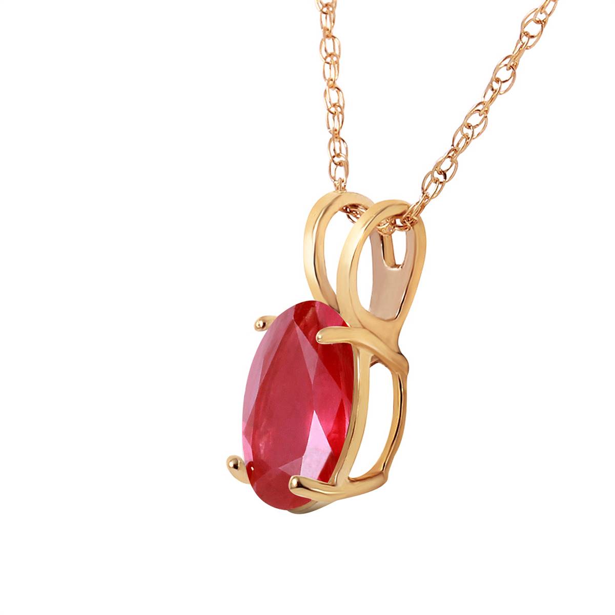 1 Carat 14K Solid Yellow Gold Necklace Natural Ruby