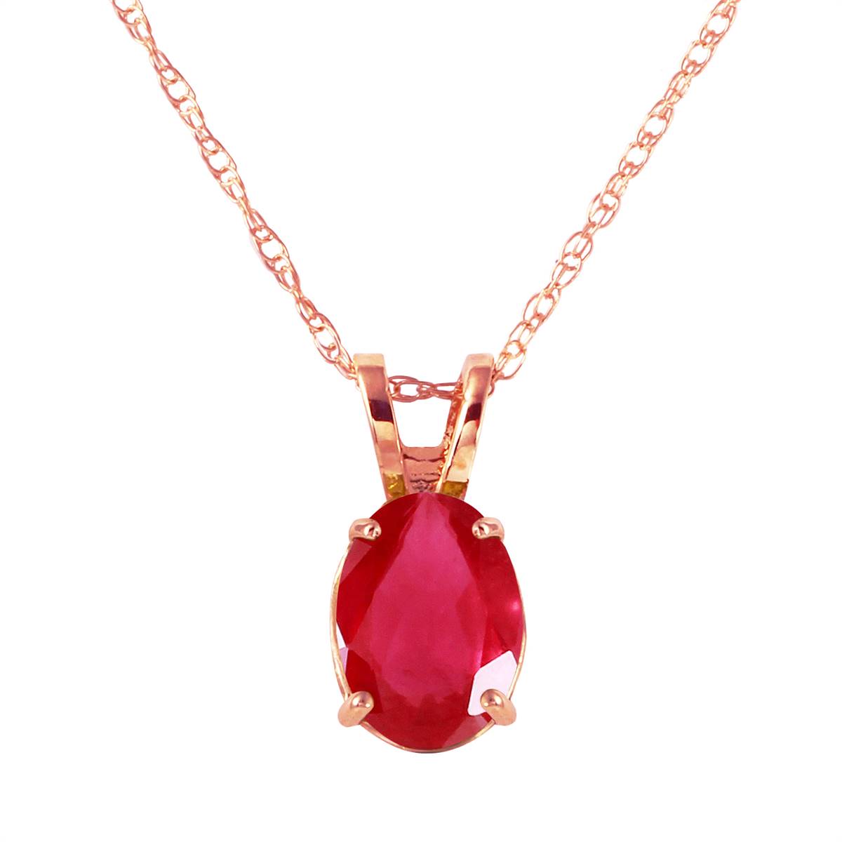 1 Carat 14K Solid Rose Gold Necklace Natural Ruby