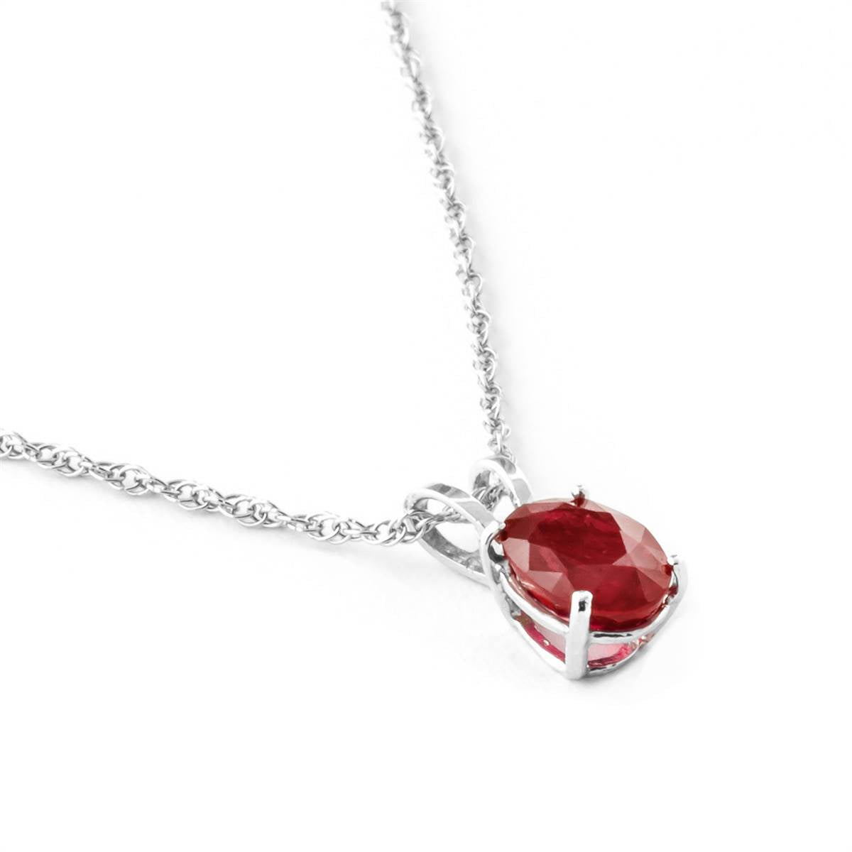 1 Carat 14K Solid White Gold Necklace Natural Ruby