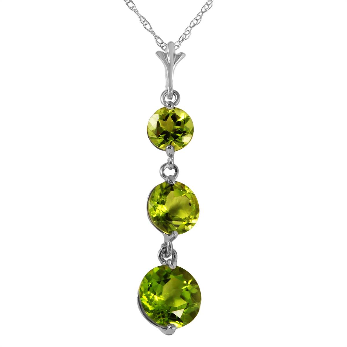 3.6 Carat 14K Solid White Gold Necklace Natural Peridot