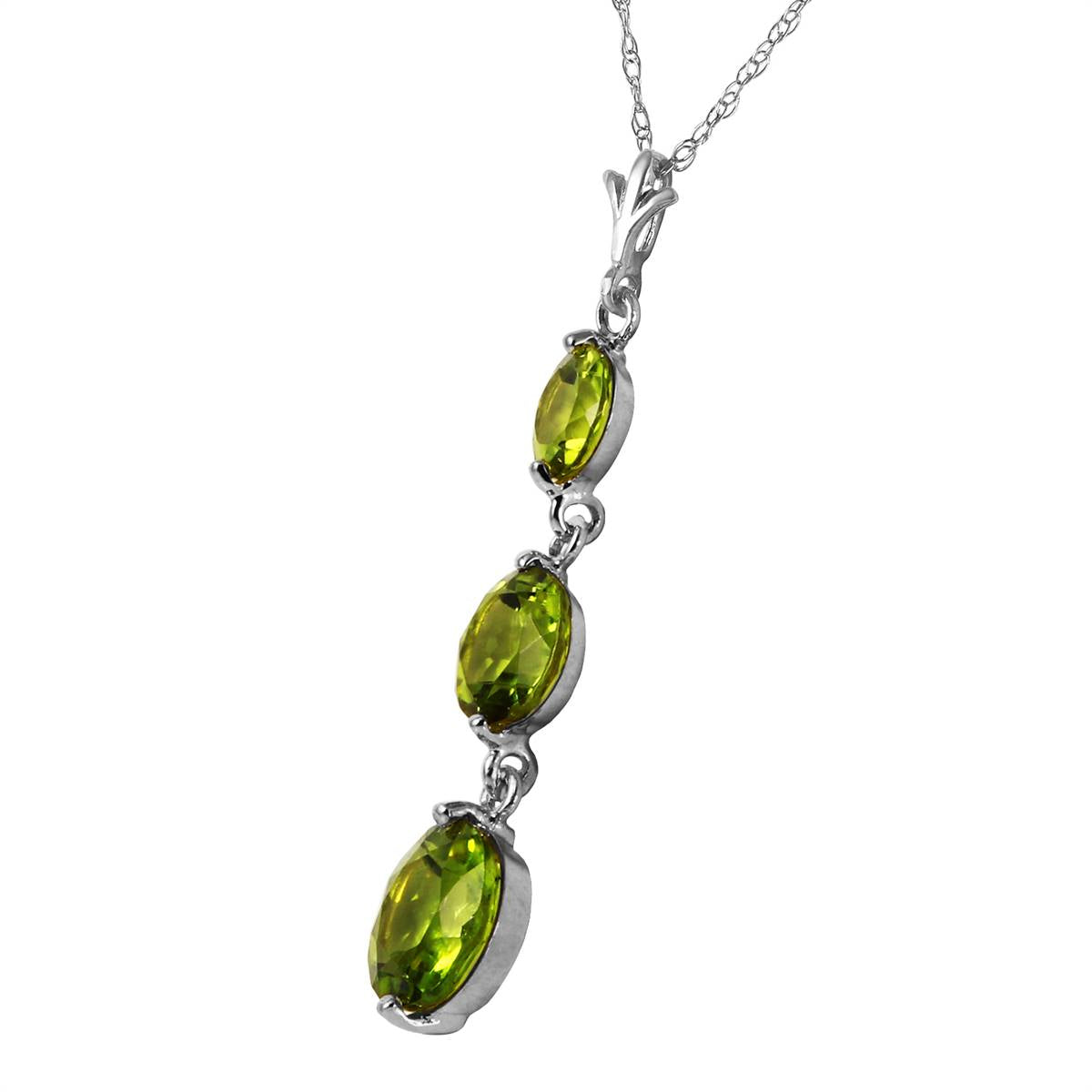 3.6 Carat 14K Solid White Gold Necklace Natural Peridot