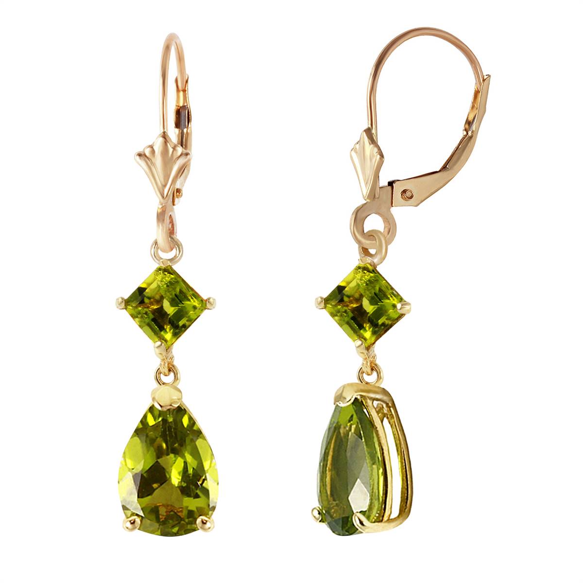 4.5 Carat 14K Solid Yellow Gold Iconic Wave Peridot Earrings