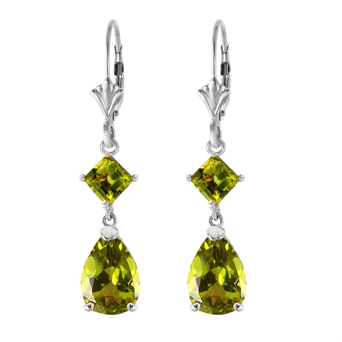4.5 Carat 14K Solid White Gold My Heart In Your Hands Peridot Earrings