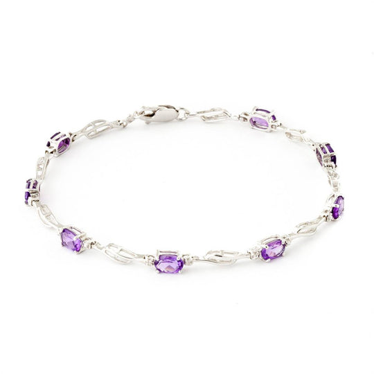 2.96 Carat 14K Solid White Gold Tennis Bracelet Amethyst Diamond