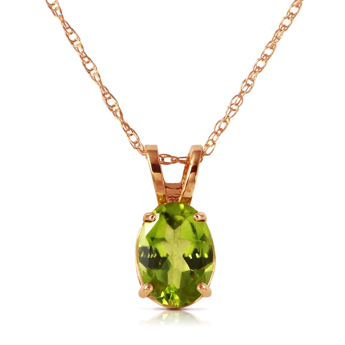 0.85 Carat 14K Solid Rose Gold Solitaire Peridot Necklace