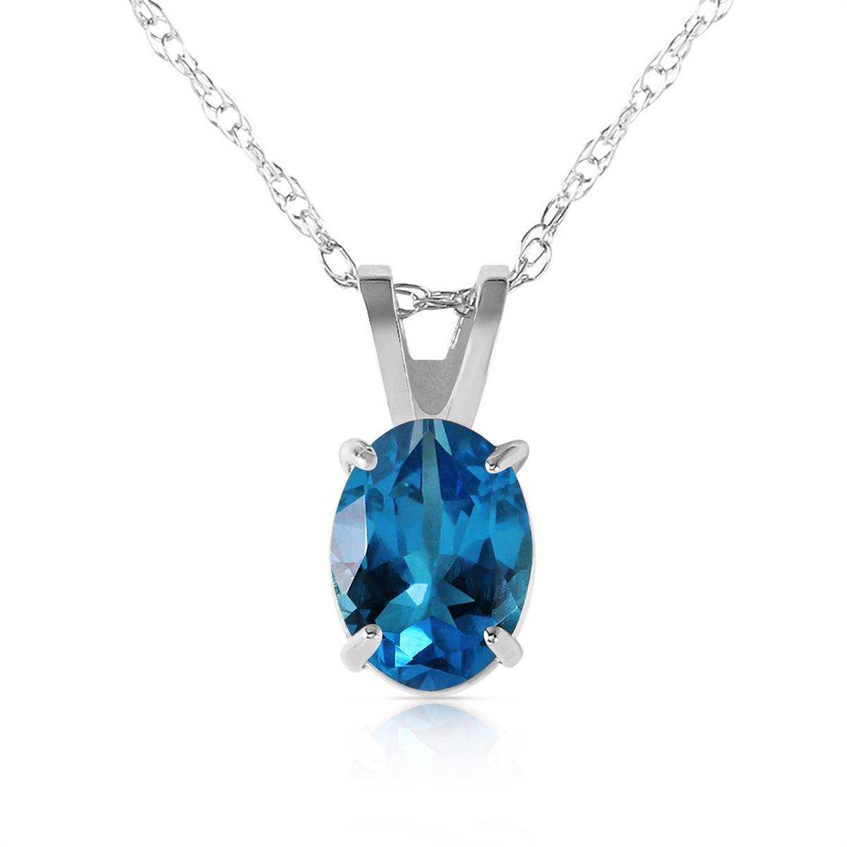 0.85 Carat 14K Solid White Gold Life At Forty Blue Topaz Necklace