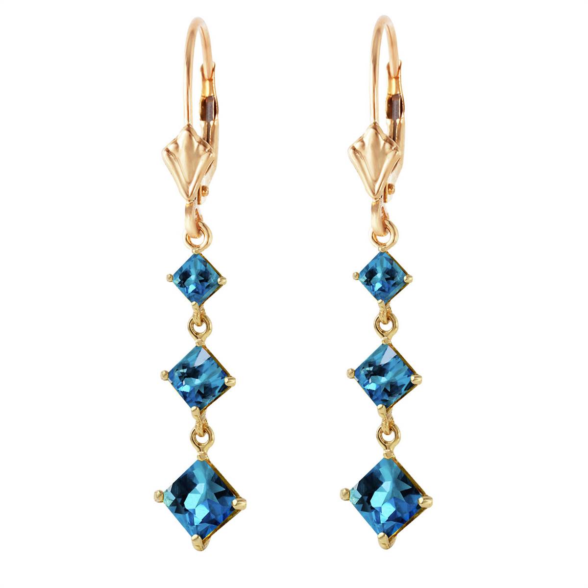 4.79 Carat 14K Solid Yellow Gold Giving Blue Topaz Earrings
