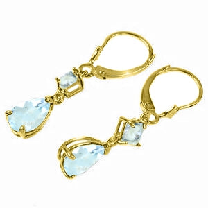 4.5 Carat 14K Solid Yellow Gold Beaute Aquamarine Earrings