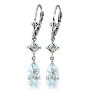 4.5 Carat 14K Solid White Gold Twirl Laughter Aquamarine Earrings