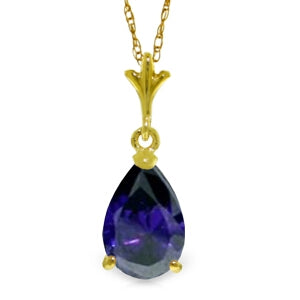 1.5 Carat 14K Solid Yellow Gold Necklace Natural Sapphire