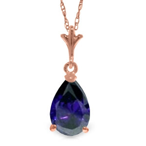 1.5 Carat 14K Solid Rose Gold Necklace Natural Sapphire