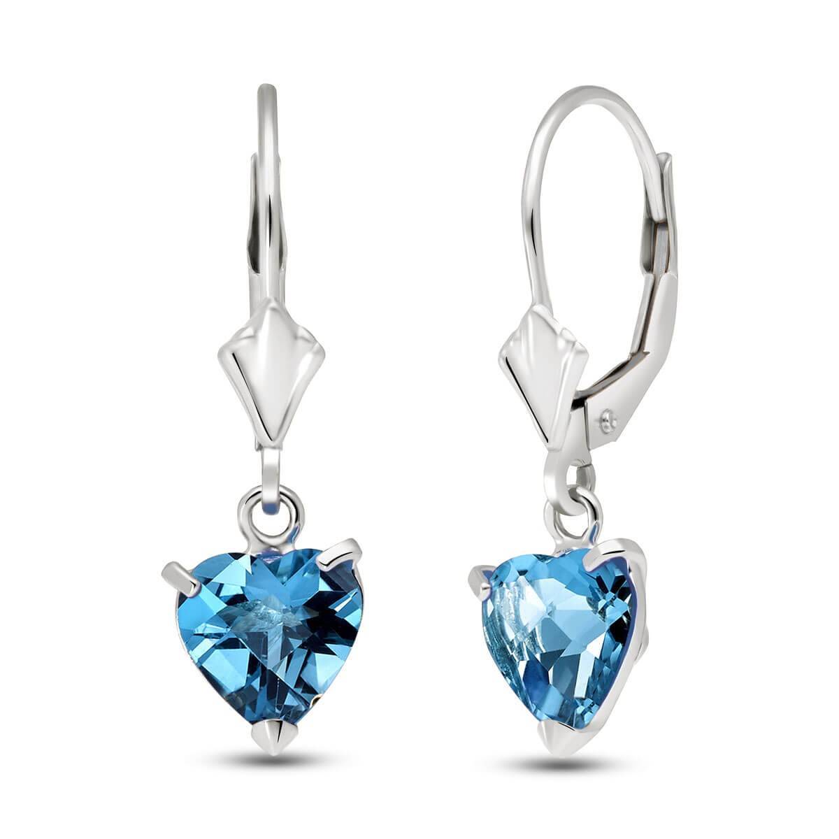 3.25 Carat 14K Solid White Gold Leverback Earrings Natural Blue Topaz