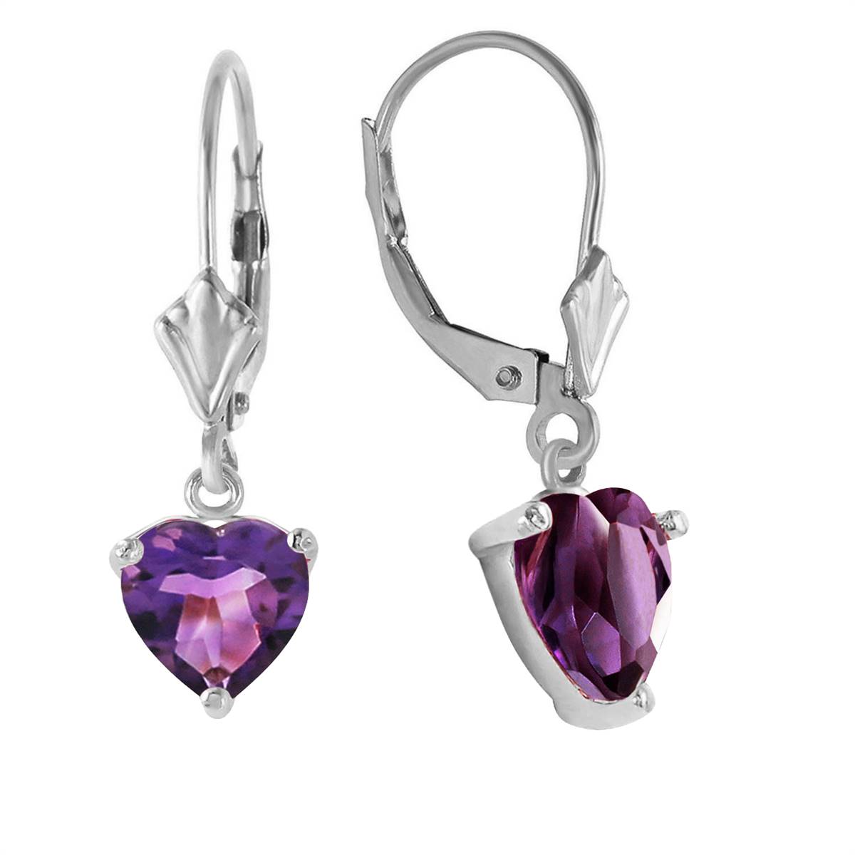 3.25 Carat 14K Solid White Gold First Time Amethyst Earrings
