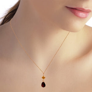 2 Carat 14K Solid Rose Gold Necklace Citrine Garnet