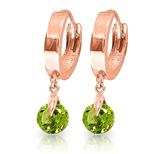 2 Carat 14K Solid Rose Gold Hoop Earrings Natural Peridot