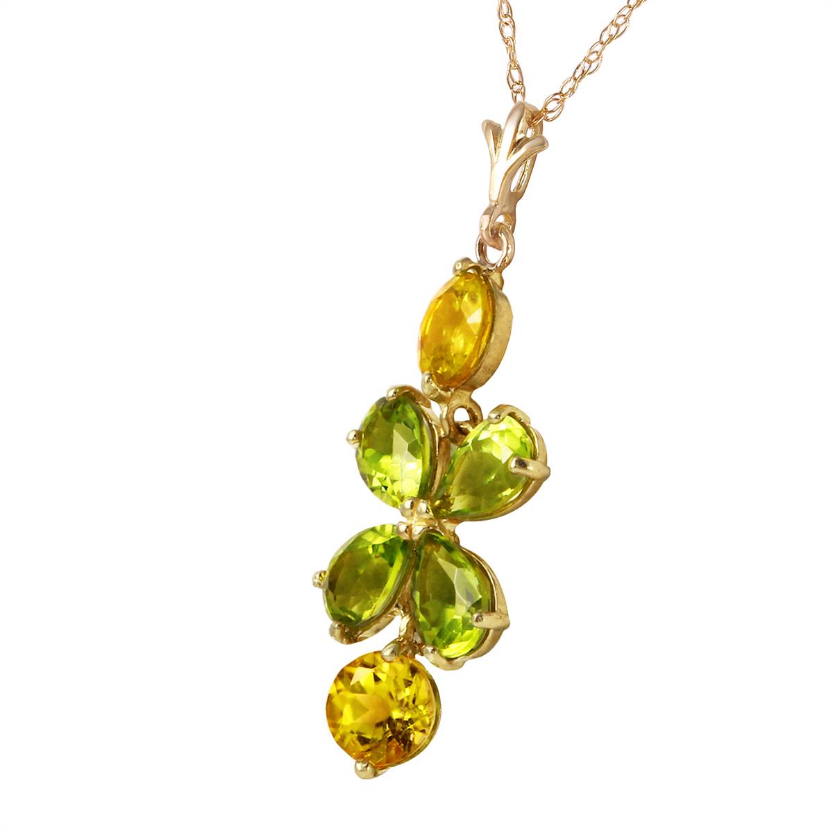 3.15 Carat 14K Solid Yellow Gold Necklace Peridot Citrine