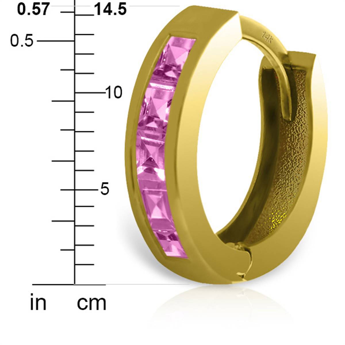 1.3 Carat 14K Solid Yellow Gold Hoop Huggie Earrings Pink Sapphire