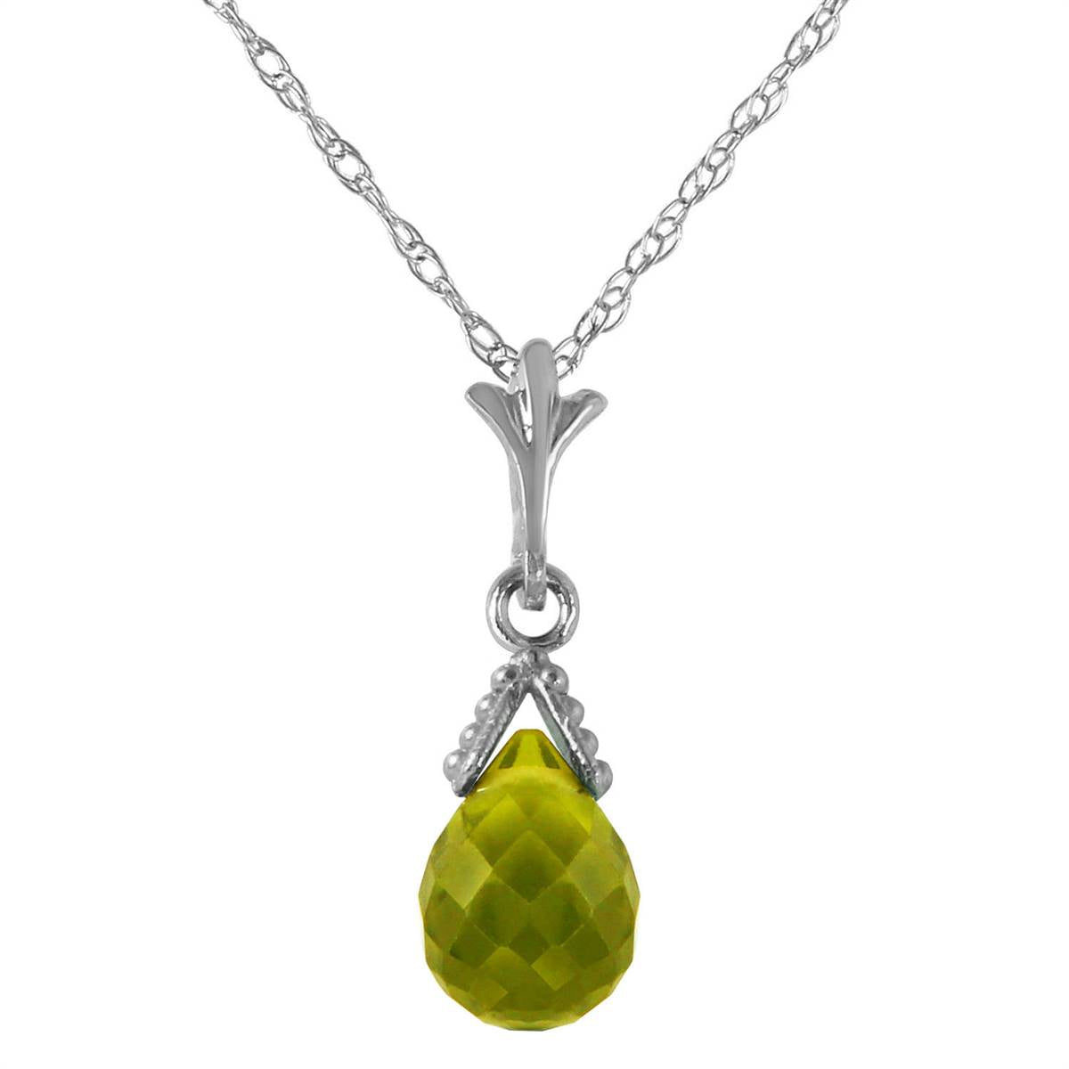 2.5 Carat 14K Solid White Gold Midst Of Memory Peridot Necklace