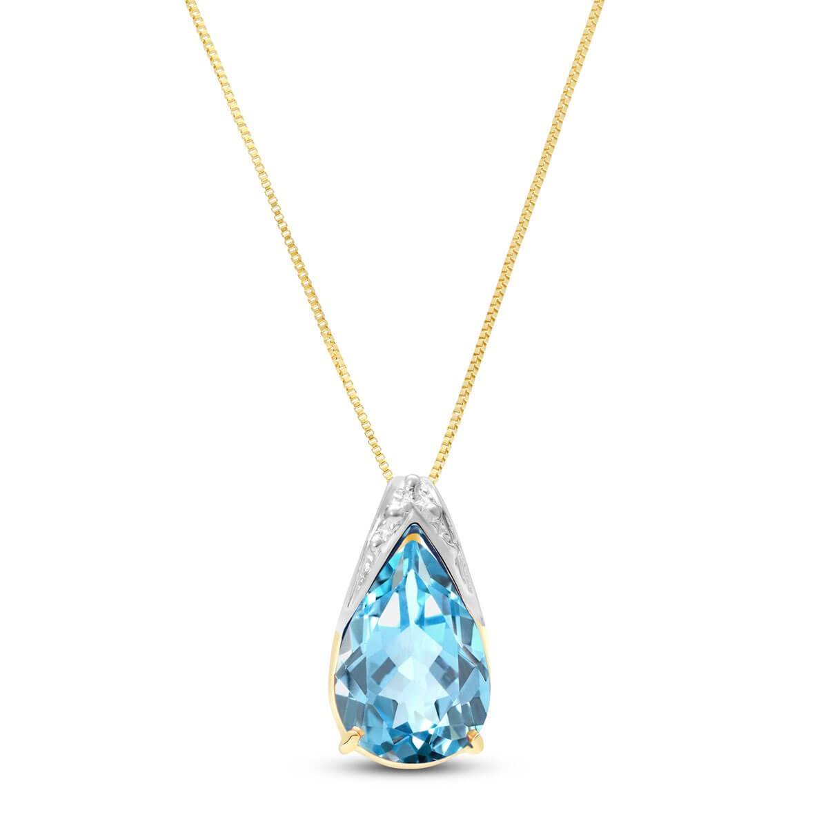 6 Carat 14K Solid Yellow Gold Lacuna Blue Topaz Necklace