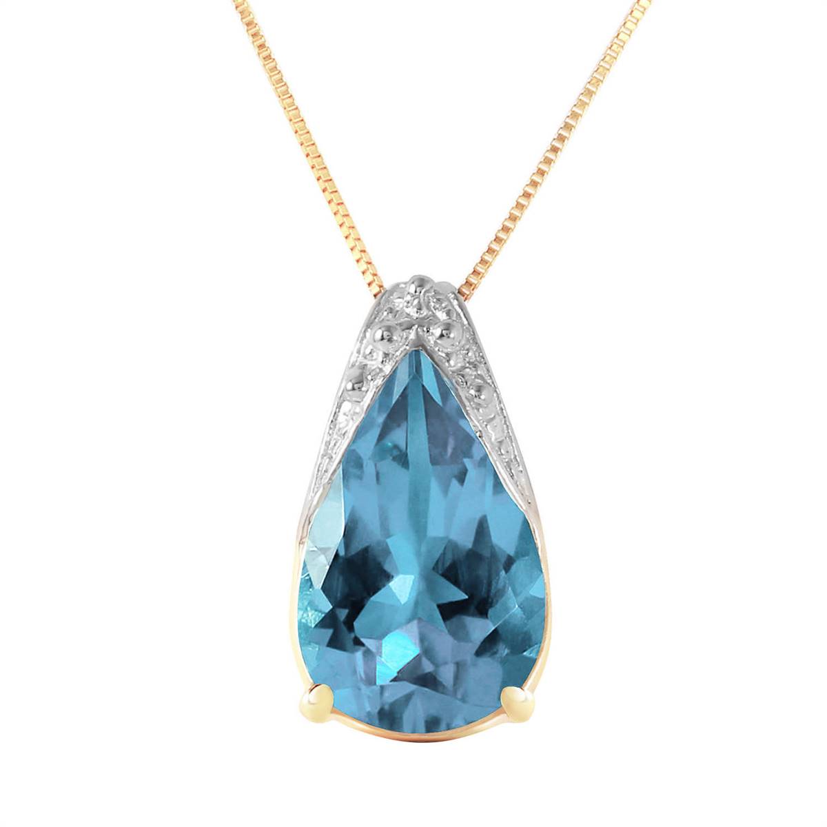6 Carat 14K Solid Yellow Gold Lacuna Blue Topaz Necklace