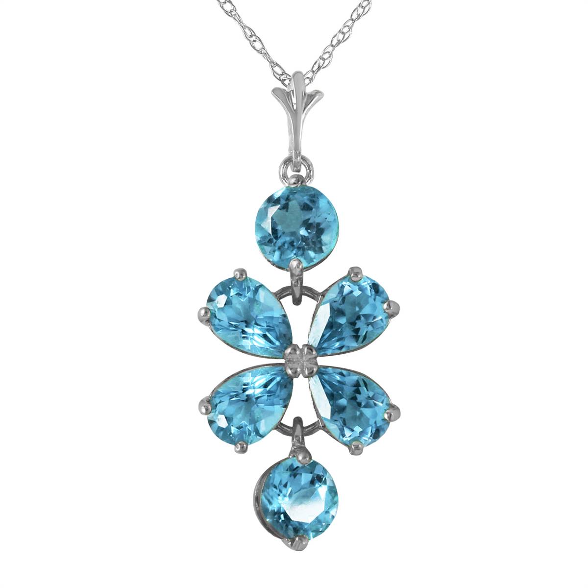 3.15 Carat 14K Solid White Gold Dare To Dream Blue Topaz Necklace