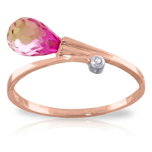 1.26 Carat 14K Solid Rose Gold Giggle Pink Topaz Diamond Ring