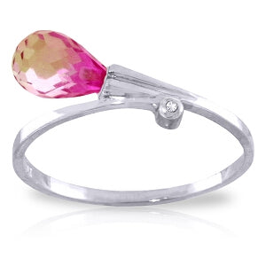 1.26 Carat 14K Solid White Gold I'll Be There Pink Topaz Diamond Ring