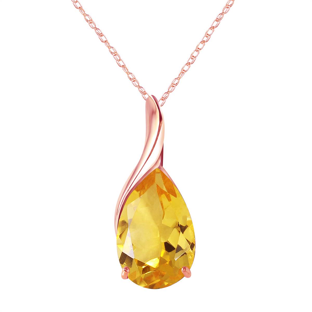 14K Solid Rose Gold Citrine Gemstone Genuine Imperial Necklace