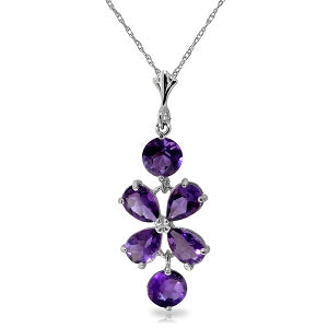 3.15 Carat 14K Solid White Gold Loving Others Amethyst Necklace
