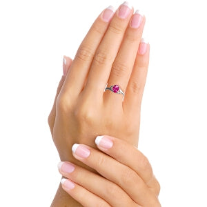 1 Carat 14K Solid White Gold Ring Natural Pink Topaz