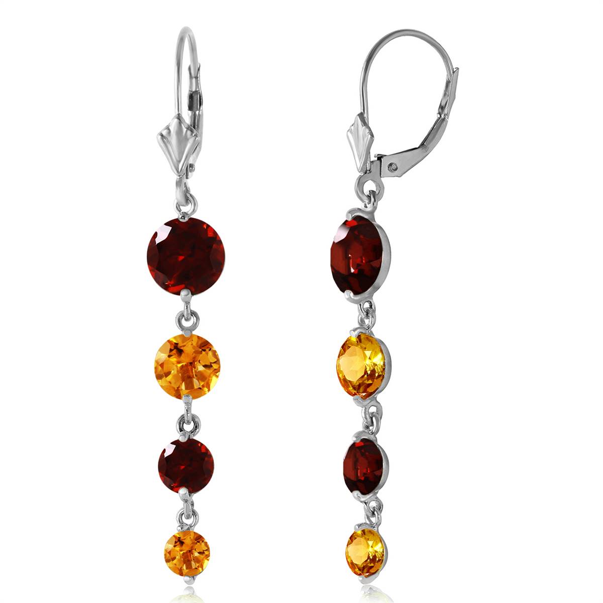 7.8 Carat 14K Solid White Gold Watching You Laugh Garnet Citrine Earrings