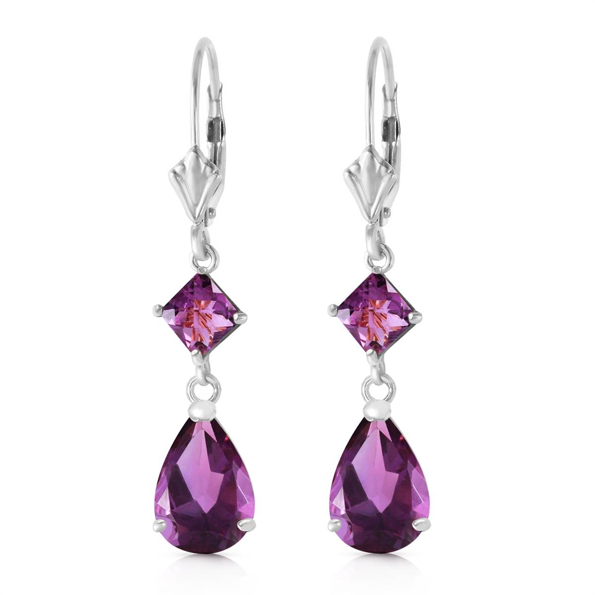 4.5 Carat 14K Solid White Gold Getting Close Amethyst Earrings