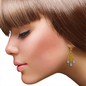 3.75 Carat 14K Solid Yellow Gold Mademoiselle Blue Topaz Earrings