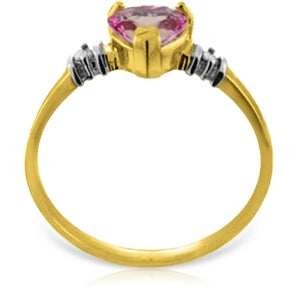 0.98 Carat 14K Solid Yellow Gold Ring Natural Pink Topaz Diamond