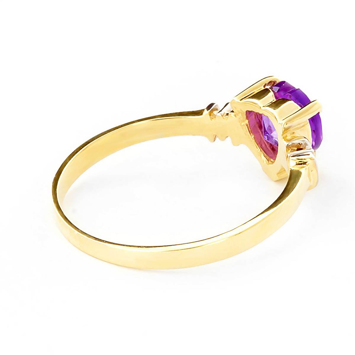 0.98 Carat 14K Solid Yellow Gold Ring Natural Purple Amethyst Diamond