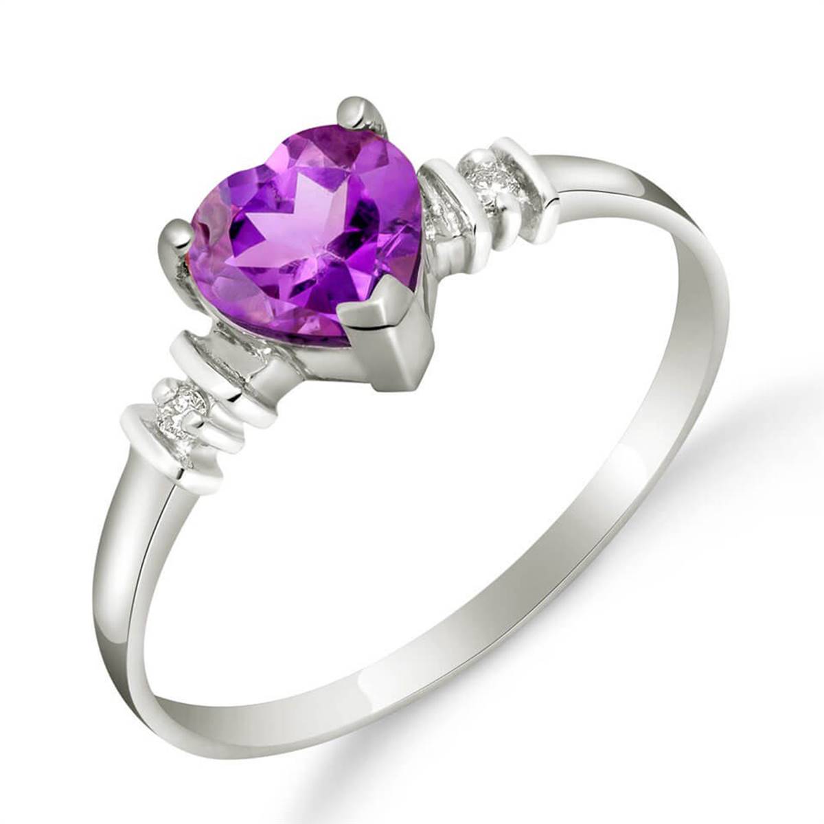 0.98 Carat 14K Solid White Gold Ring Natural Purple Amethyst Diamond
