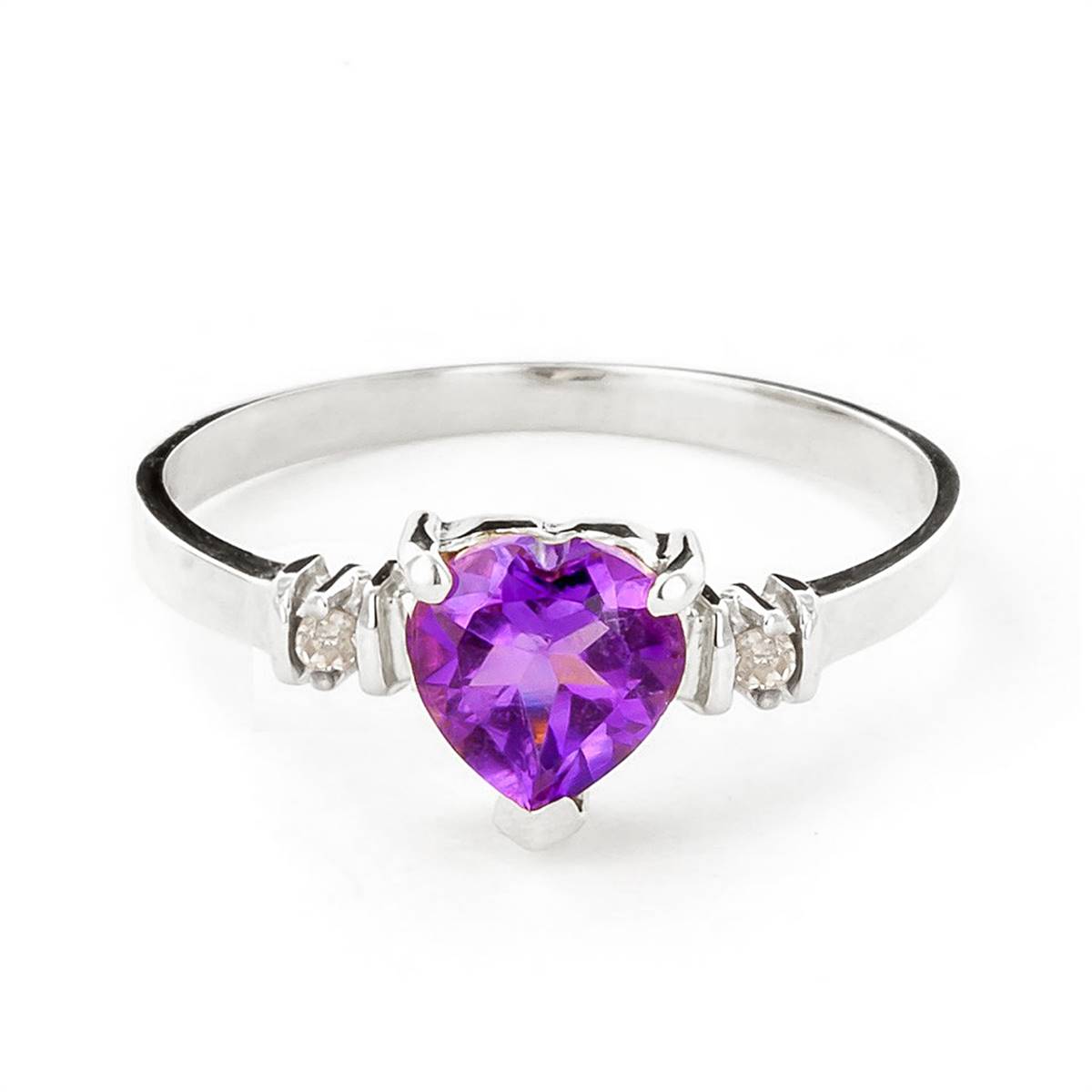 0.98 Carat 14K Solid White Gold Ring Natural Purple Amethyst Diamond