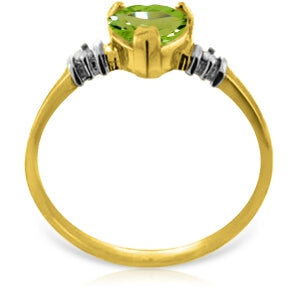 0.98 Carat 14K Solid Yellow Gold Ring Natural Peridot Diamond