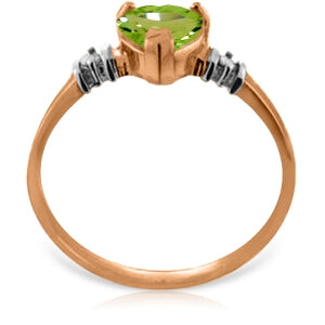 14K Solid Rose Gold Ring w/ Natural Peridot & Diamonds