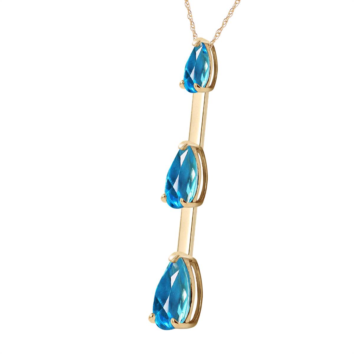 1.71 Carat 14K Solid Yellow Gold First Light Blue Topaz Necklace