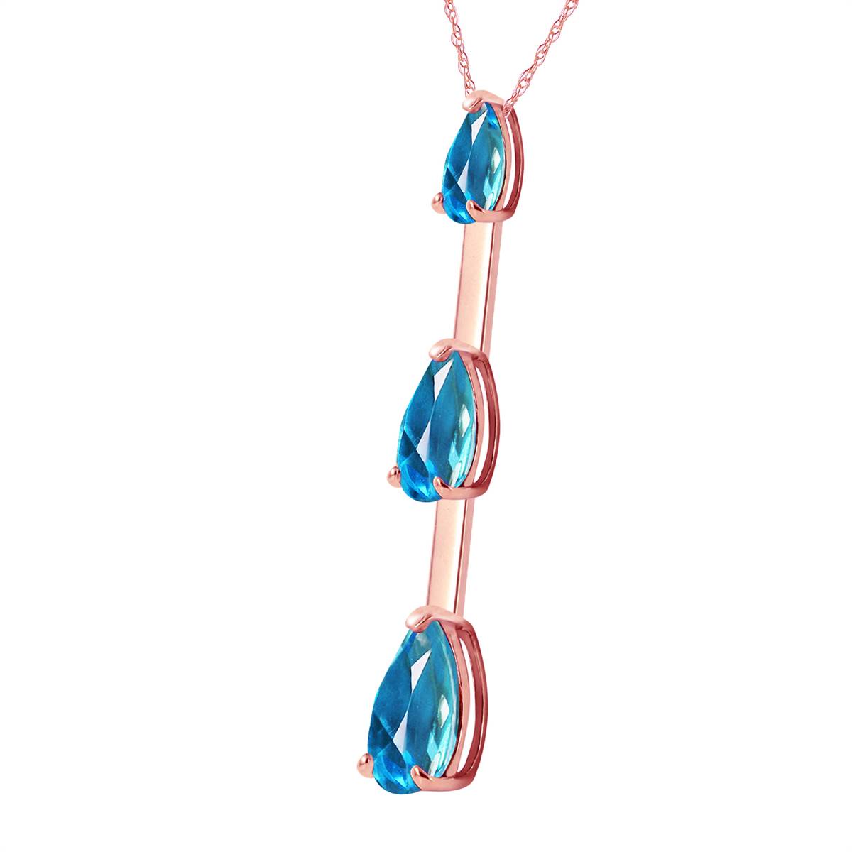 14K Solid Rose Gold Blue Topaz Jewelry Series Necklace