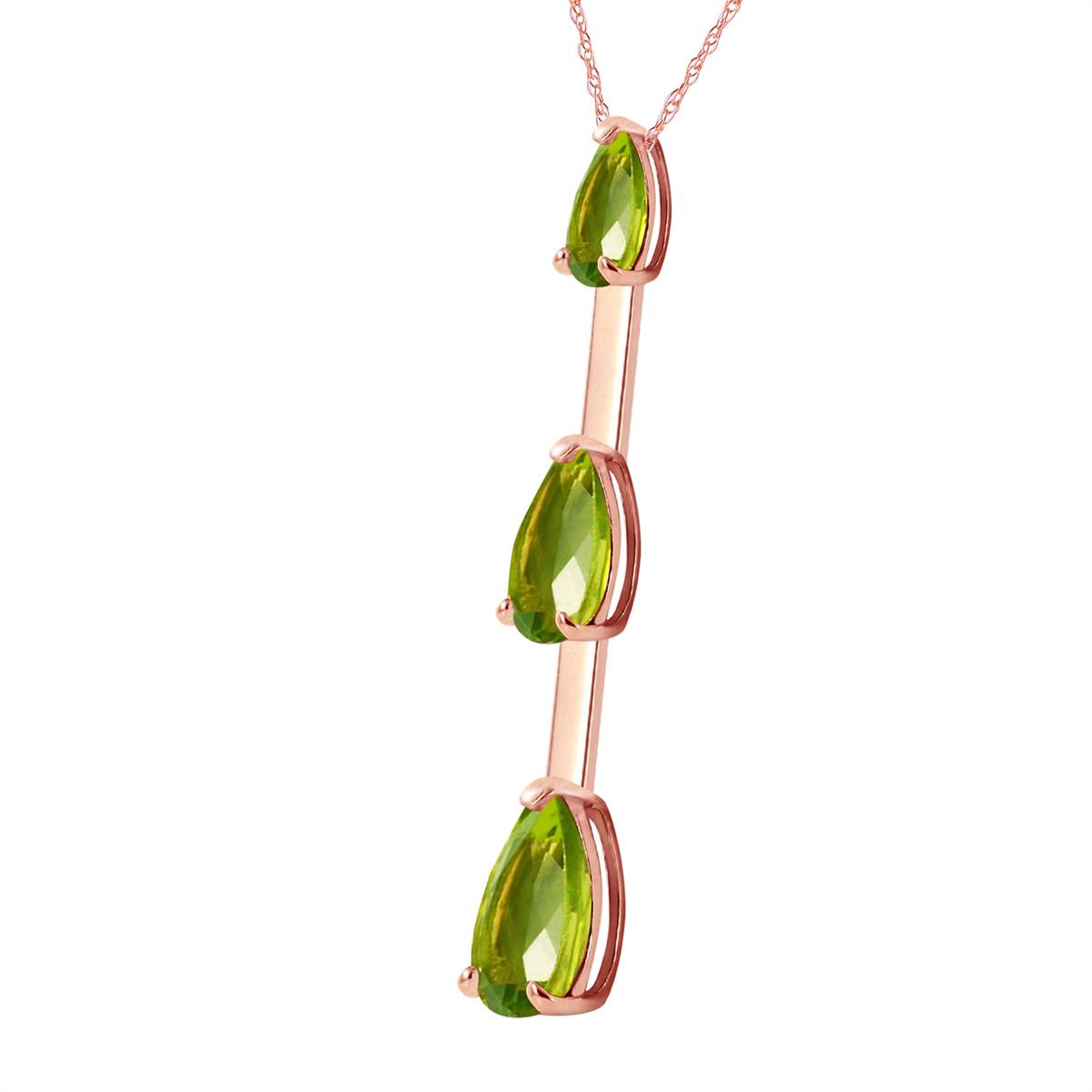 14K Solid Rose Gold Peridot Necklace Imperial
