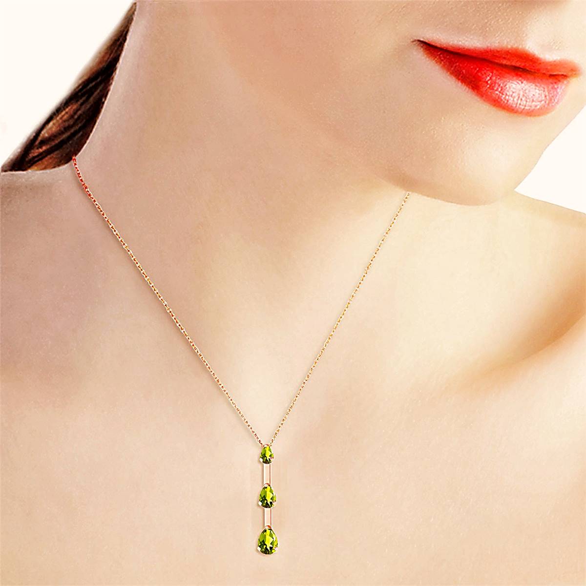 14K Solid Rose Gold Peridot Necklace Imperial