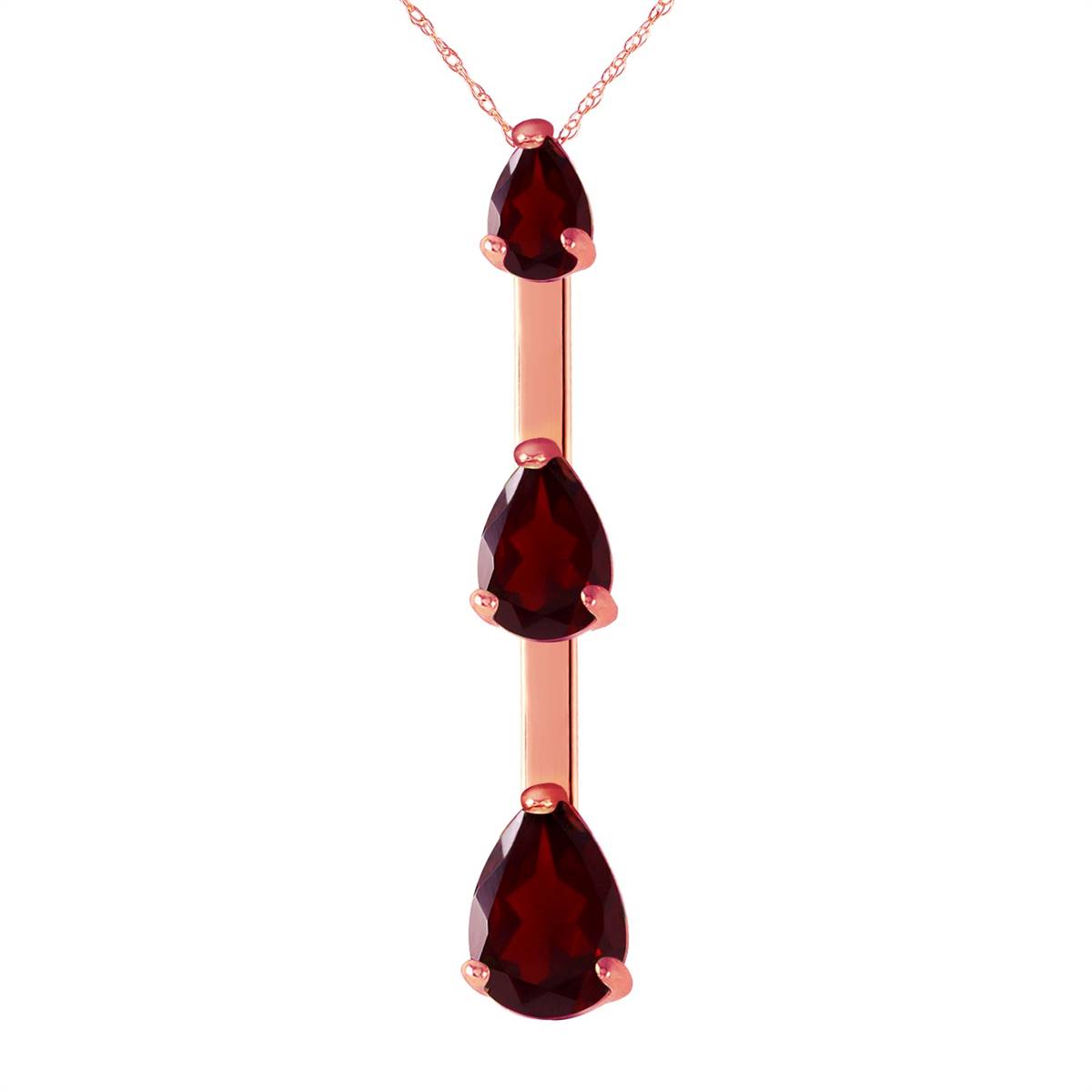 14K Solid Rose Gold Garnet Jewelry Class Imperial Necklace